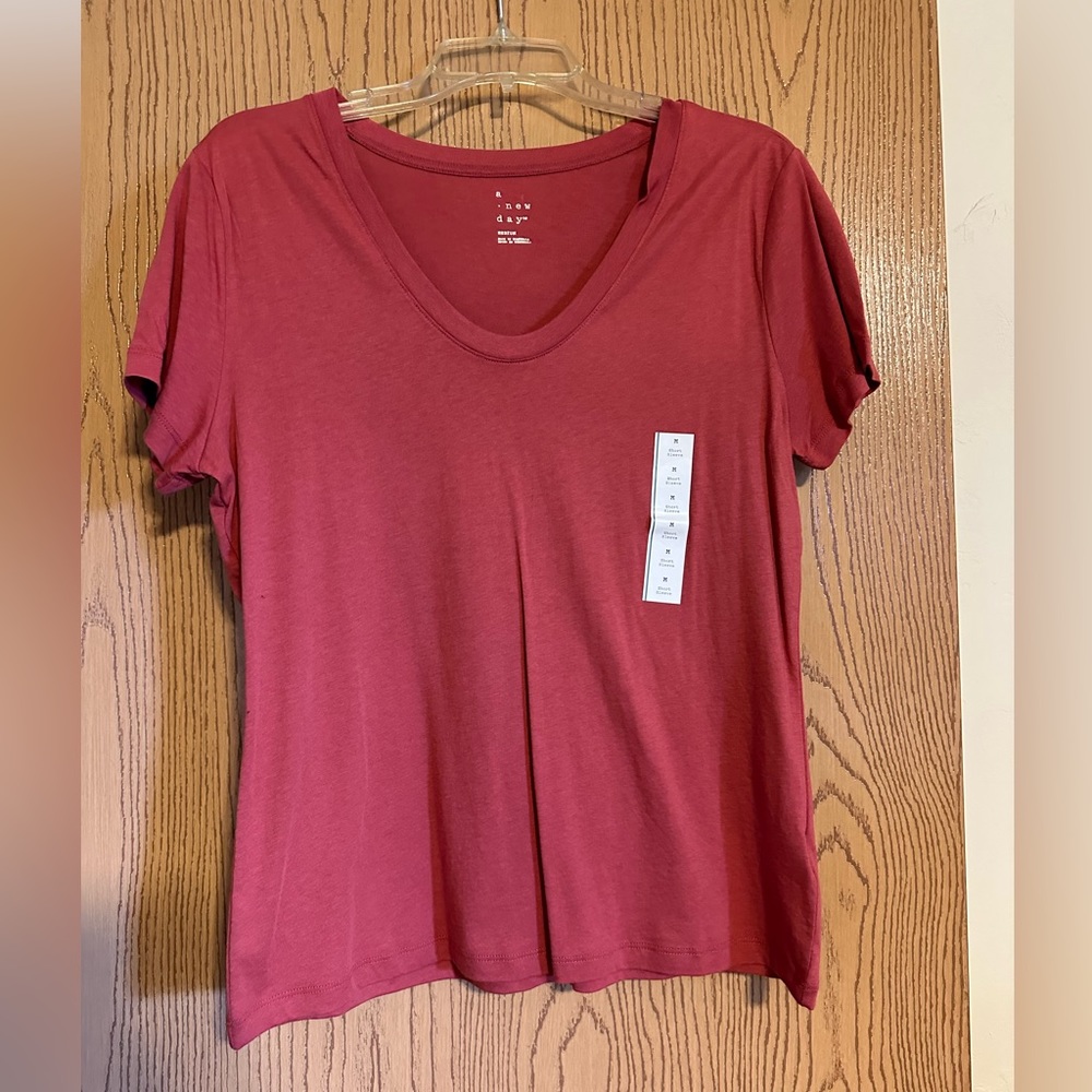 Red short sleeved shirt